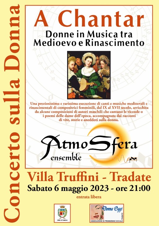 Locandina Atmosfera A Chantar, Donne in Musica tra Medioevo e Rinascimento - Tradate 6 maggio 2023